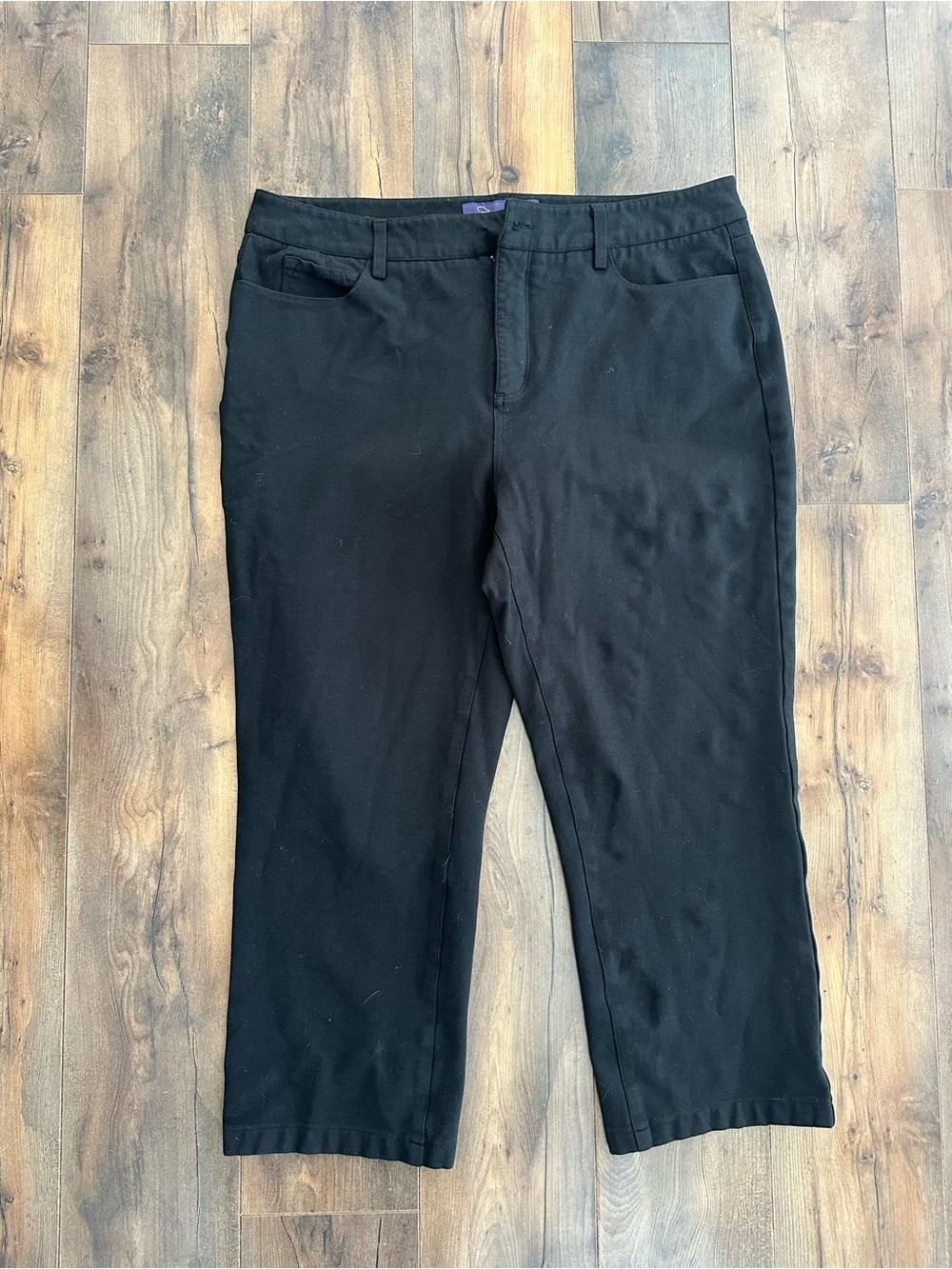 NYDJ Black Lift Tuck Crop Pants Straight Leg Stretch Plus 16